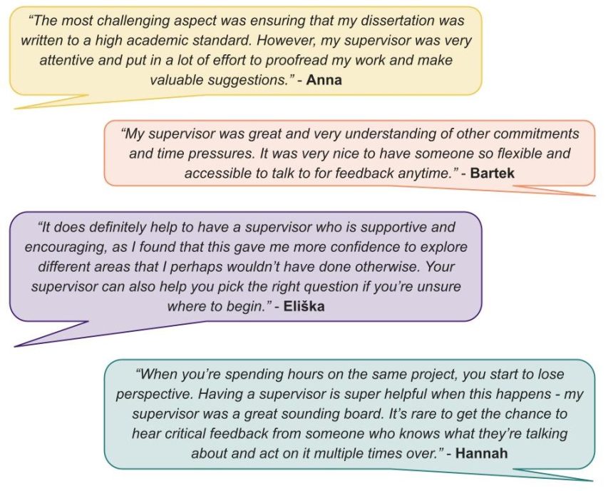 Student answers to the question 'How did you find working with your EPQ supervisor?'