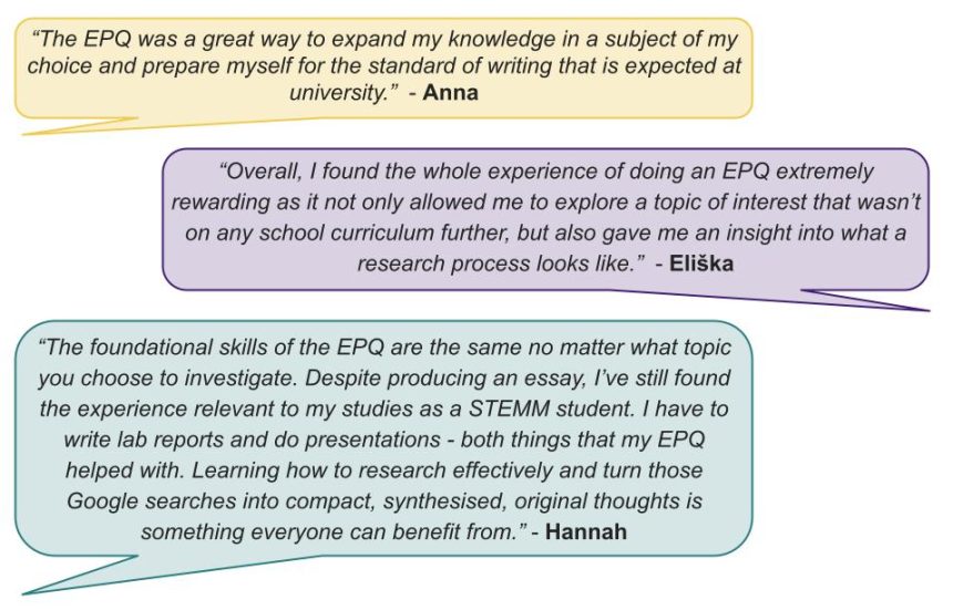 Student answers to the question 'How did the EPQ benefit you?'