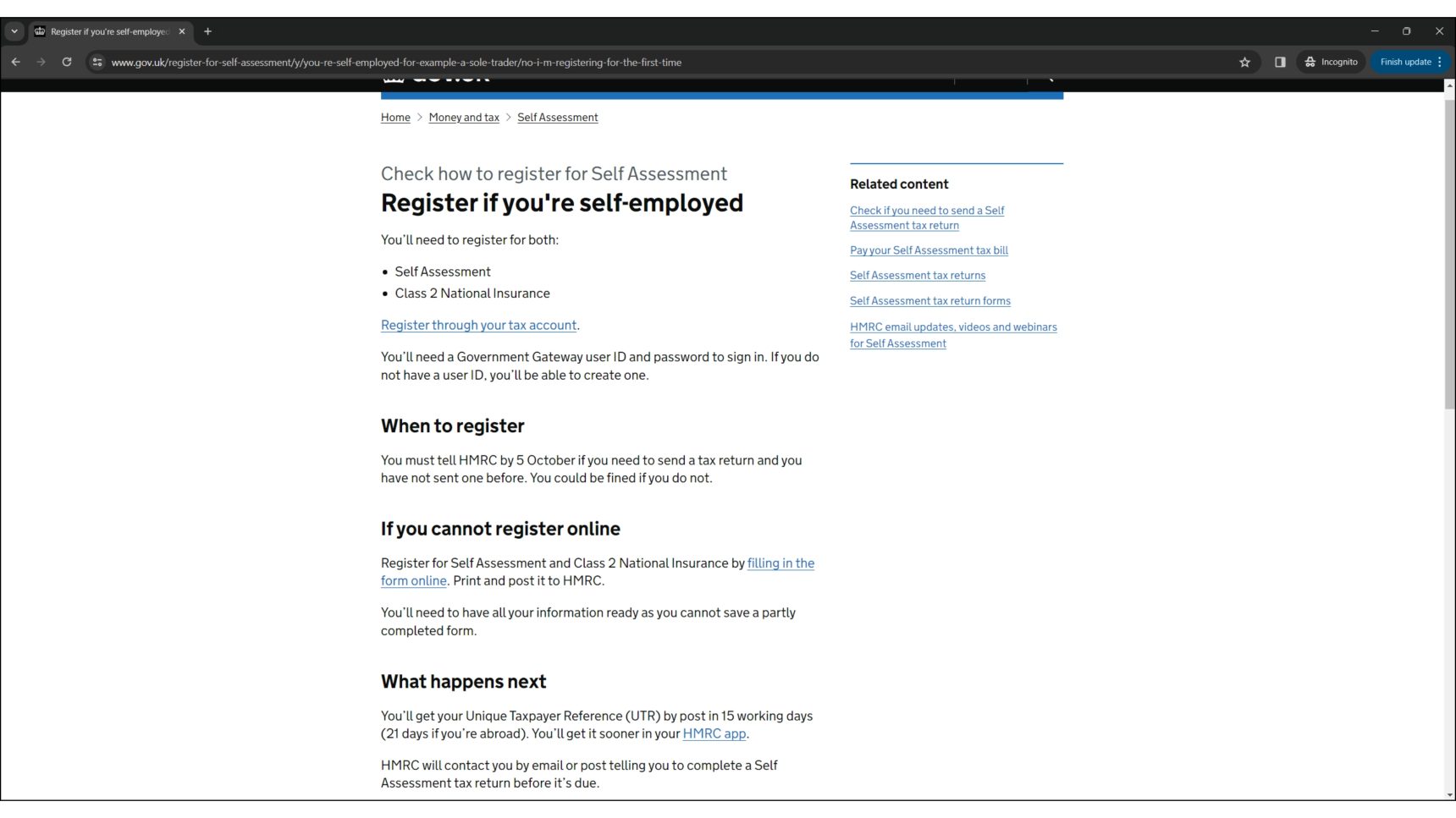 Register if you're self-employed.