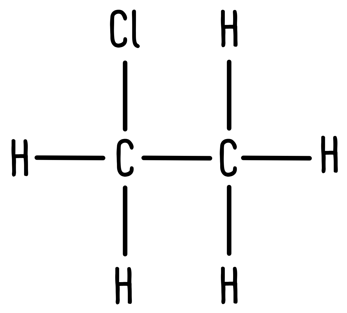 Chloroethane displayed formula.