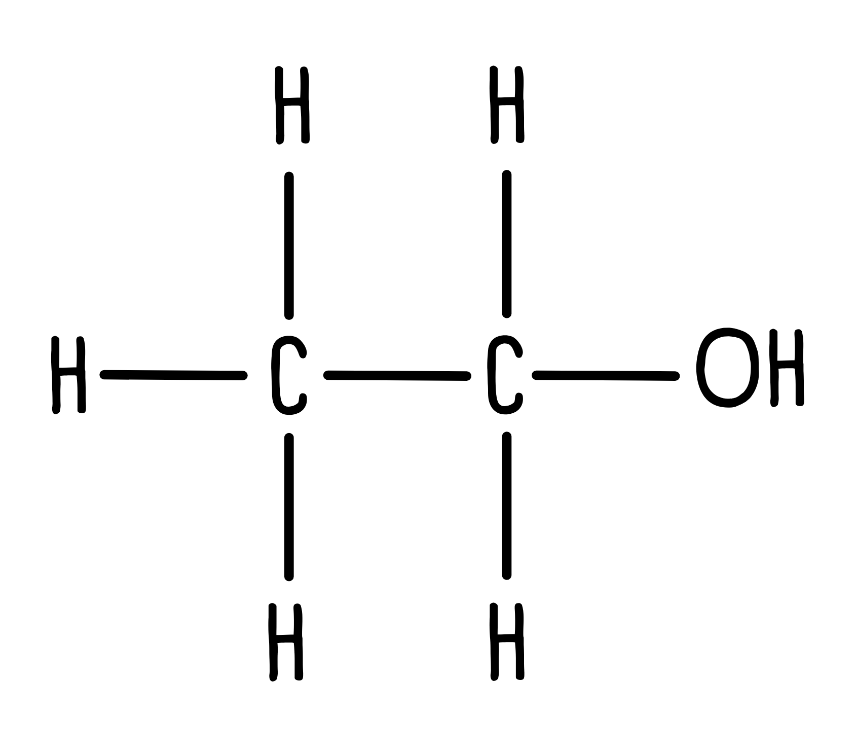 Ethanol displayed formula.
