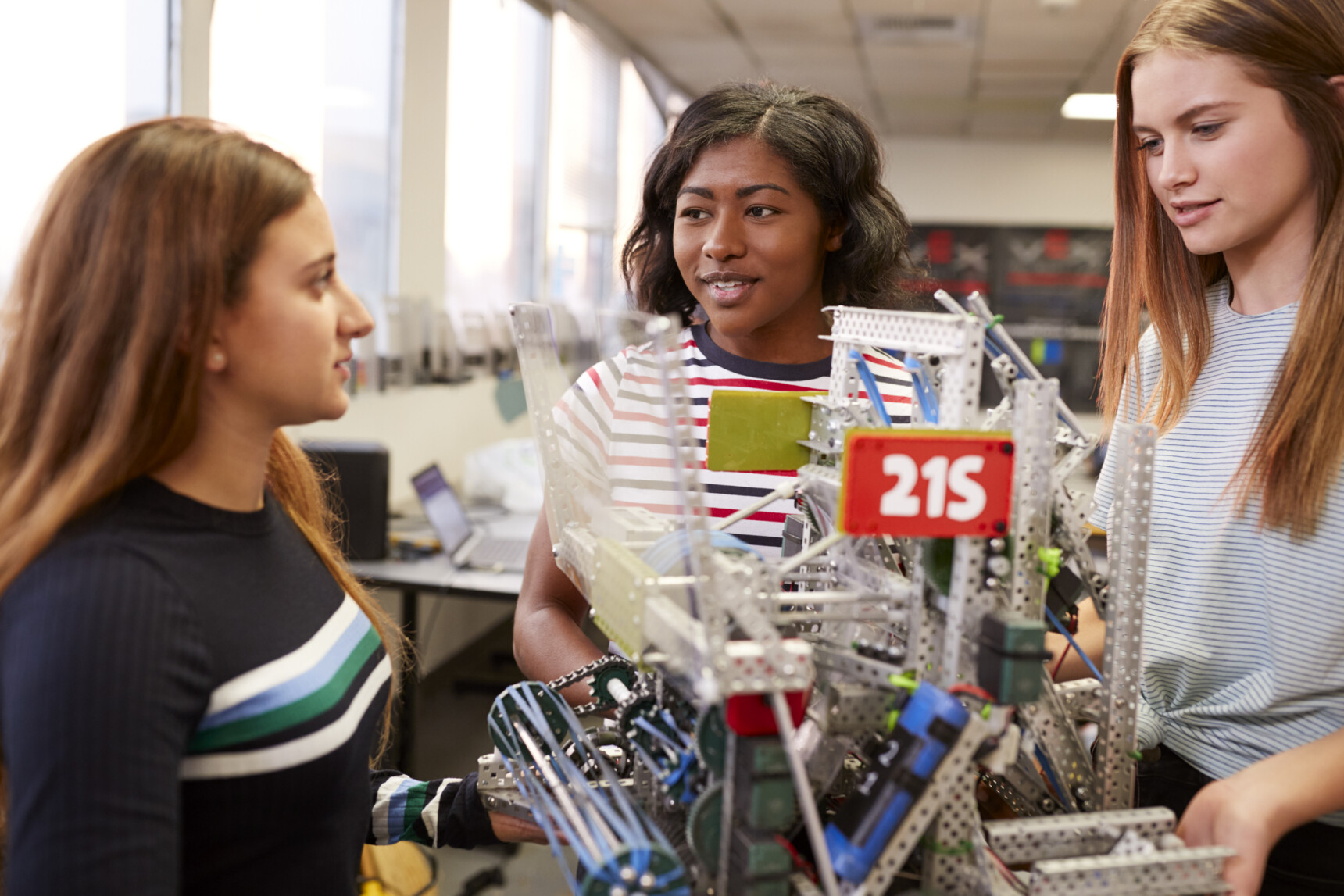 Students taking part in a robotics competition.